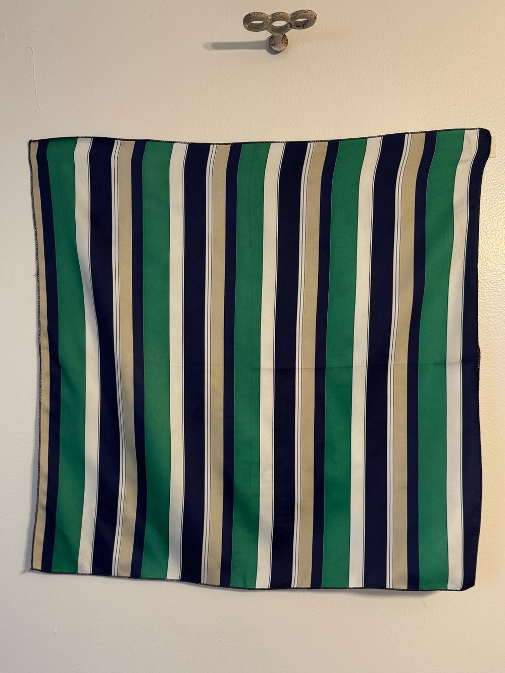 Vintage 60s/ 70s Blue, Green, White Square Scarf.